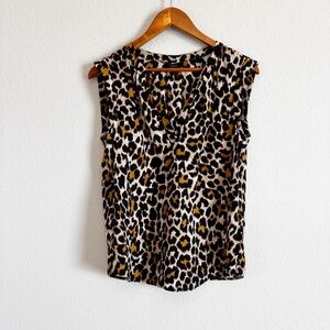 J. Crew Women's Leopard Print Silk Popover Cap Sleeve Shell Top Size 6